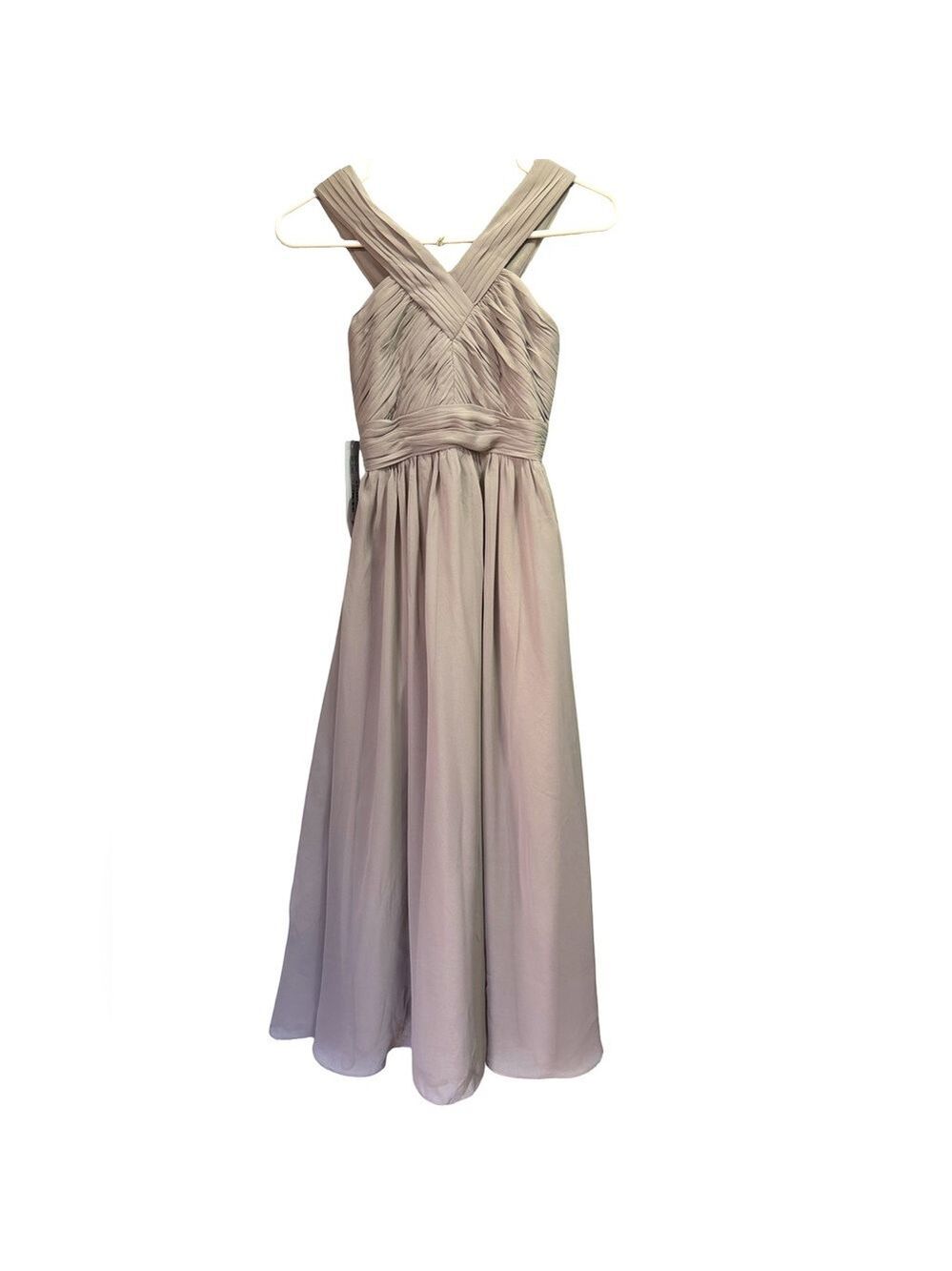 New Azazie Londyn Junior Bridesmaid Silver Gray Formal Girl Dress 6 NWT